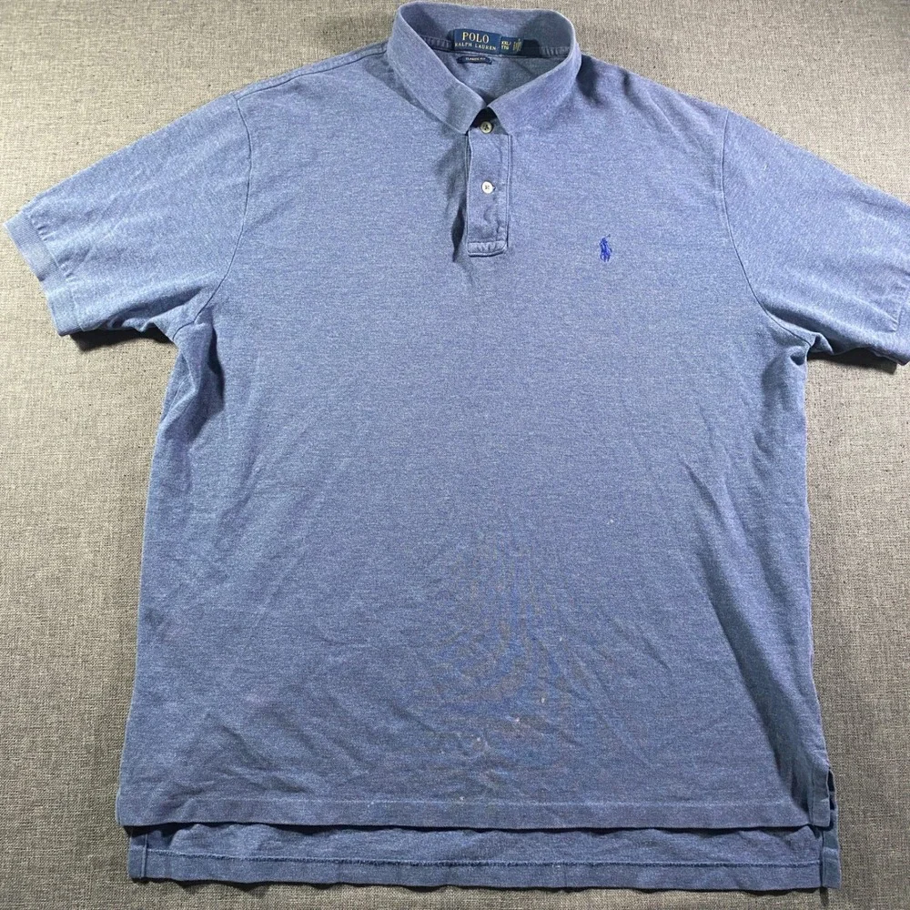 Ralph‎ Lauren Polo Shirt Mens XXL Blue Classic Fit Short Sleeve Embroidered Pony
